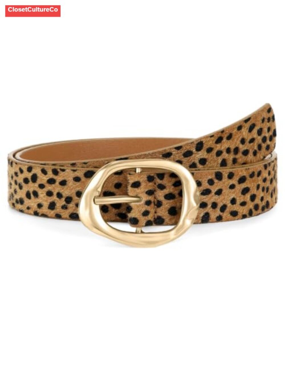 Women's PU Leather Belt with Gold Buckle Adjustable Waist Belt for Jeans Pants